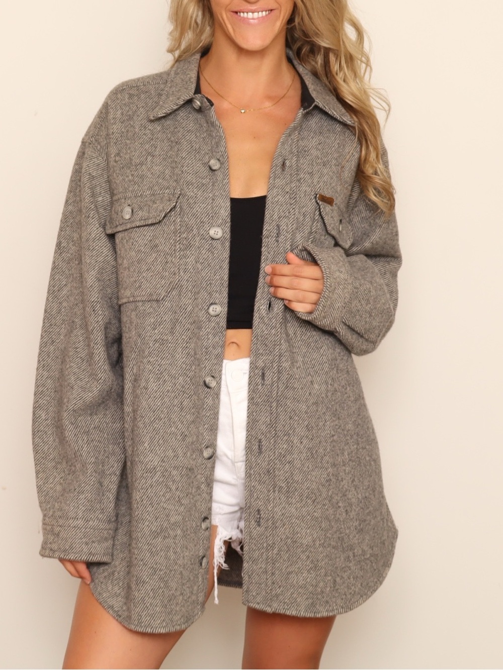 Woolrich Men's Marled Herringbone Button Coat